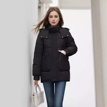 Мать среднего возраста, живая шапка, пуховая хлопковая одежда, короткая утолщенная зимняя одежда, новая мода для женщин среднего возраста и пожилых людей, иностранный стиль, теплая XL оранжевый