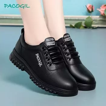 мать весенние и осенние виды спорта легко носить маленькие белые женские новые повседневные кожаные туфли на мягкой подошве для женщин среднего возраста 35