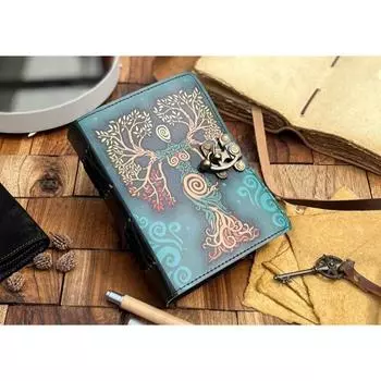 Мать Земли, ручная работа, пустой дневник заклинаний, книга теней, винтажный кожаный дневник, неподшитый ежедневник. 7 x 5 in