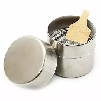 Сито для матча маленькое из нержавеющей стали с крышкой для чая, чайная утварь серебряный