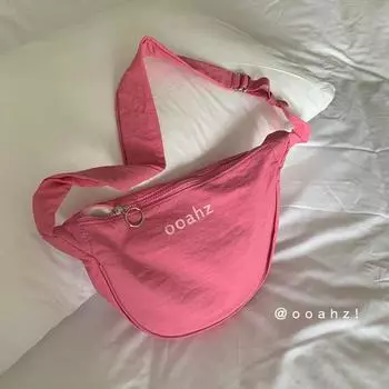 Matching Full Marks! Comparable to a Library ~ Ooahz Homemade Dumplings Moon Crossbody Bag Women s Waist Bag Niche Style Customized style ~ rose powder