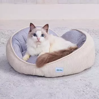 MATE Dog and Cat Bed Cuna Cool Heart Wave Bed Vanilla Beige ADD.