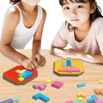 Математические игрушки Tangram, развивающие игрушки для мозга, Монтессори, для детей от 3 до 6 лет Intellectual puzzle 108 pieces 20 question cards