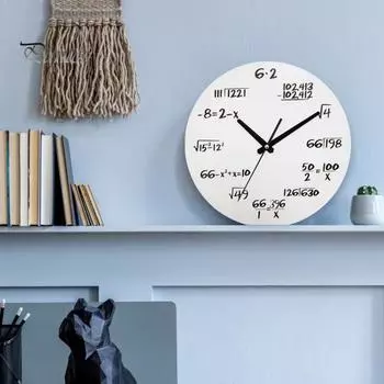 Математические настенные часы, бесшумный, нетикающий кварцевый механизм с подвесным крючком, деревянные часы для украшения дома в классе C
