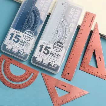 Математика Офисная Геометрия Металлические Линейки Чертежные Принадлежности Алюминиевые Линейки Набор Канцелярские Принадлежности Для Экзамена silver