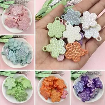 Материал 10 шт. «сделай сам» для ожерелья, брелока, аксессуары, креативные 26,4*30,5 мм, подвески в форме сердца и цветов, изысканные акриловые ювелирные изделия ручной работы, изготовление ювелирных изделий розовый