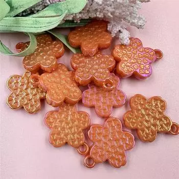 Material Acrylic Creative Jewelry Making Petal Beads Love Heart Flower Pendants Accessories 26.4 * 30.5mm 10Pcs Exquisite DIY Pendant Accessories оранжевый