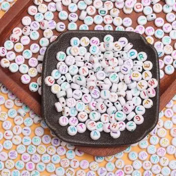 Материал DIY аксессуары ручной работы буквы бусины 50 шт для ювелирных изделий модный браслет AZ Making White Multicolor