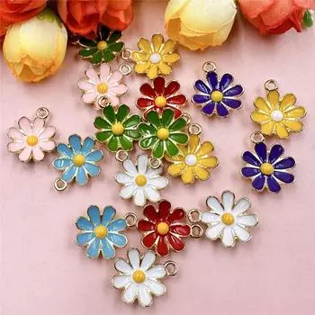 Материал для изготовления подвески-цветка 15,6*18 мм, свободные бусины, цепочка для мобильного телефона, модное масло для ожерелья, аксессуары для ювелирных изделий своими руками, сплав 20 шт., аксессуары жёлтый