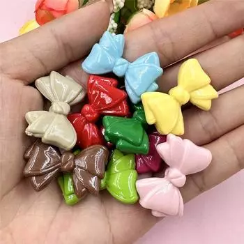 Материал ручной работы, свободные бусины из акрила для изготовления браслетов, аксессуары для ювелирных изделий своими руками, 30 шт., 19,2*29,2 мм, модный бант розовый