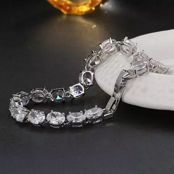 Материал: серебро Материал: медный модный круглый браслет с цирконом для женщин, изысканный подарок, модный европейский и американский браслет