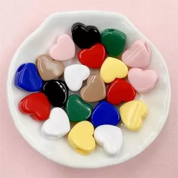 Материалы Аксессуары 20 шт. DIY Браслет Акриловые Ювелирные Изделия 11,7*13,5 мм Макарон Цвет Граненые Подвески Сердце Свободные Бусины DIY Серьги Ювелирные Изделия разноцветный