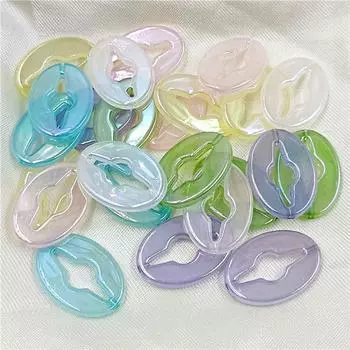 Материалы для браслета и ожерелья Шпилька Изготовление DIY Акриловые УФ-ослепительные полые аксессуары ручной работы Овальные плоские бусины 10 шт. Желейные цветные бусины розовый