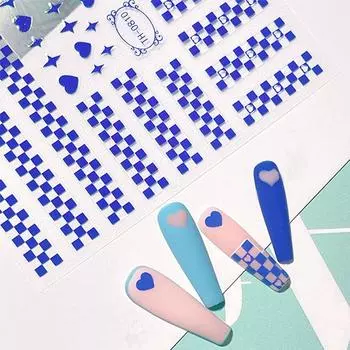 Материалы для дизайна ногтей своими руками Наклейки для дизайна ногтей Наклейки для маникюра Клетчатые наклейки для ногтей Самоклеящиеся наклейки I