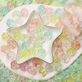 Материалы для изготовления УФ-акриловые прозрачные модные цветочные бусины 10 шт. Трехмерные двухсторонние аксессуары ручной работы из бисера своими руками белый