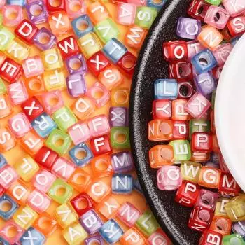 Материалы для изготовления ювелирных изделий DIY акриловые квадратные буквы свободные бусины модные аксессуары 6 мм 30 шт. браслет ожерелье куб