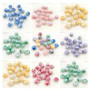 Материалы из бисера 10 шт. DIY Браслет Ожерелье Ослепляющие круглые бусины Ювелирные аксессуары УФ-молочные конфеты Акриловые креативные двухцветные модные аксессуары зелёный