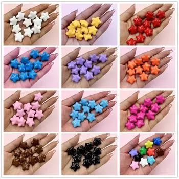 Материалы из бисера Трехмерные ювелирные изделия Ожерелье Изготовление серег Акриловые бусины с пятиконечной звездой 19 мм 10 шт. Аксессуары оранжевый