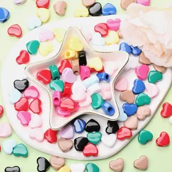 Материалы модные бусины цвета макарон 11,7*13,5 мм, акриловые, сделай сам, в виде сердца, свободные бусины, аксессуары 40pcs разноцветный