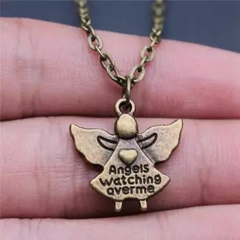 Материалы ожерелья с крыльями ангела для вас, ювелирные материалы, длина цепочки 43 + 5 см A05-1pcs-25x14mm