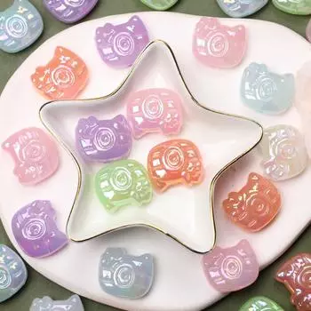 Материалы ручной работы 20,8*24 мм Форма камеры Акриловый УФ-красочный браслет-ожерелье Изготовление свободных бусин DIY Ювелирные аксессуары 10 шт. Мода светло-синий