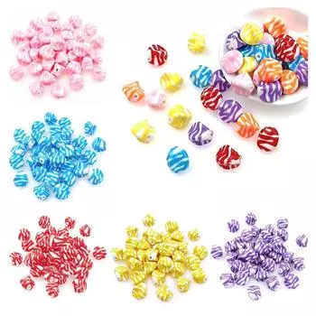 Материалы ручной работы Кулон DIY Ожерелье Браслет Аксессуары 10 шт. Candy Twister Бусины Изготовление ювелирных изделий Стильные Полосатые розовый