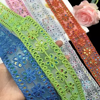 Материалы ручной работы «сделай сам», 1 шт., 4,5 ярда, новое кружево с вышивкой и блестками, кружевная занавеска со штрих-кодом, домашний текстиль, аксессуары в стиле меньшинств, кружево 5cm/4.5 yards