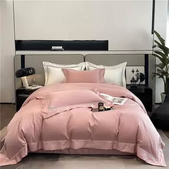 Maternal Infant Grade Class A Long-Staple Cotton Embroidery Pure Cotton 4Pcs Set 100 Cotton Skin-Friendly Sleeping Bed Sheet Quilt Cover Mattress Four 1.5m bed sheet 4pc