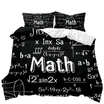 Math Duvet Cover Set Queen Size Mathematics Formula Print Bedding Set for Kids Boys Girls Educational Polyester Comforter Cover 70x133cm 2pcs