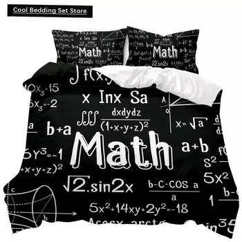 Math Duvet Cover Set Queen Size Mathematics Formula Print Bedding Set for Kids Boys Girls Educational Polyester Comforter Cover EU single(135x200cm)