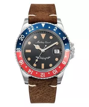 Mathey-Tissot Автоматические мужские часы с кожаным ремешком и черным циферблатом H900ATLR 100M чёрный