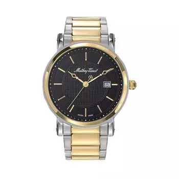 Mathey-Tissot City двухцветные кварцевые мужские часы из нержавеющей стали с черным циферблатом HB611251MBN чёрный