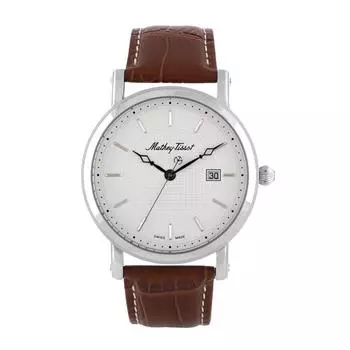 Mathey-Tissot City Кварцевые мужские часы с кожаным ремешком и белым циферблатом HB611251AI белый