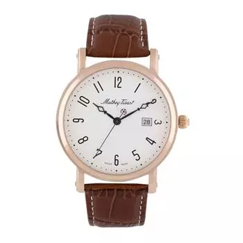 Mathey-Tissot City Кварцевые мужские часы с кожаным ремешком и белым циферблатом HB611251PG белый