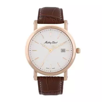 Mathey-Tissot City Кварцевые мужские часы с кожаным ремешком и белым циферблатом HB611251PI белый