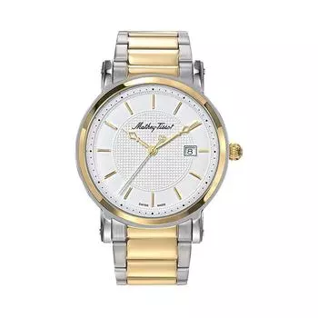 Mathey-Tissot City Металлические двухцветные кварцевые мужские часы из нержавеющей стали с белым циферблатом HB611251MBI белый
