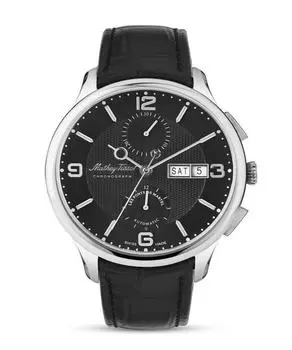 Mathey-Tissot Edmond Limited Edition Хронограф с кожаным ремешком, черный циферблат, автоматические мужские часы H1886CHATAN чёрный