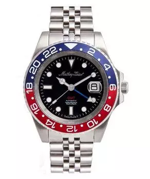 Mathey-Tissot GMT Автоматические мужские часы из нержавеющей стали с черным циферблатом H903ATAR 100M чёрный