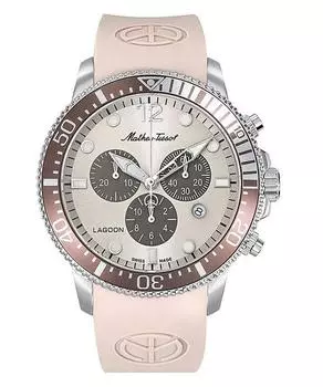 Mathey-Tissot Lagoon Chronograph Розовый силиконовый ремешок Кремовый циферблат Кварцевые H123CHLBM 100M Мужские часы кремовый