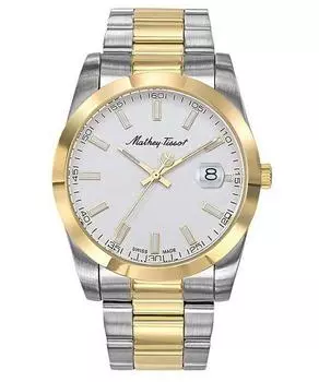 Mathey-Tissot Mathy I двухцветные кварцевые мужские часы из нержавеющей стали с белым циферблатом H450BI белый
