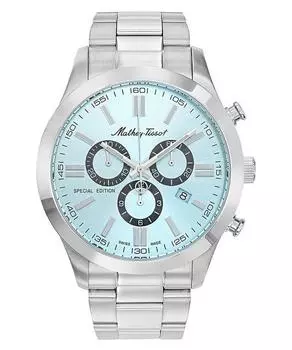 Mathey-Tissot Mathy I Jumbo хронограф из нержавеющей стали с синим циферблатом, кварцевые мужские часы H455CHSK синий