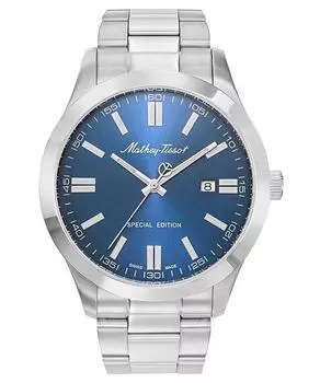 Mathey-Tissot Mathy I Jumbo Special Edition Кварцевые мужские часы из нержавеющей стали с синим циферблатом H455ABU синий