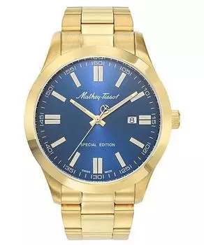 Mathey-Tissot Mathy I Jumbo Special Edition золотистый тон из нержавеющей стали с синим циферблатом, кварцевые мужские часы H455PBU синий