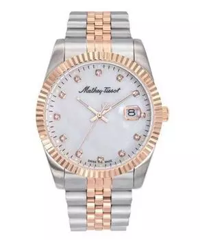 Mathey-Tissot Mathy II двухцветные кварцевые мужские часы из нержавеющей стали с белым циферблатом H710RA белый