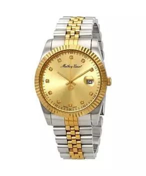 Mathey-Tissot Mathy II двухцветные кварцевые мужские часы из нержавеющей стали с золотым циферблатом H710BDI золотой