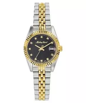 Mathey-Tissot Mathy II двухцветные женские кварцевые часы из нержавеющей стали с черным циферблатом D710BN чёрный