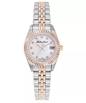 Mathey-Tissot Mathy II Двухцветные женские кварцевые часы из нержавеющей стали с белым циферблатом D710RA