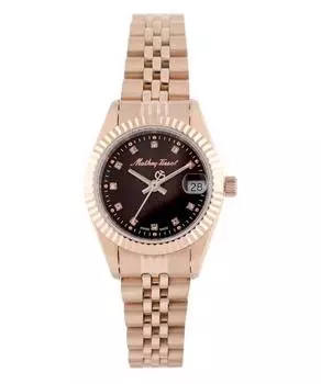 Mathey-Tissot Mathy II Кварцевые женские часы из нержавеющей стали цвета розового золота с коричневым циферблатом D710PRM коричневый