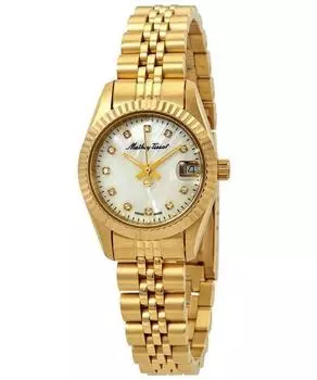 Mathey-Tissot Mathy II золотистый тон из нержавеющей стали с перламутровым циферблатом Кварцевые женские часы D710PI мать жемчужного