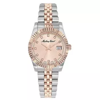 Mathey-Tissot Mathy III Двухцветные кварцевые женские часы из нержавеющей стали с розовым циферблатом D810RSAL розовый